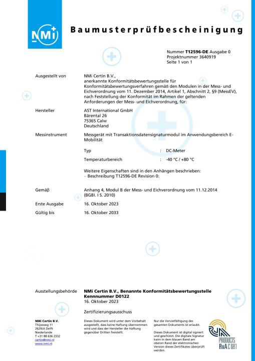 ASTs DC Meter nun eichrechtkonform